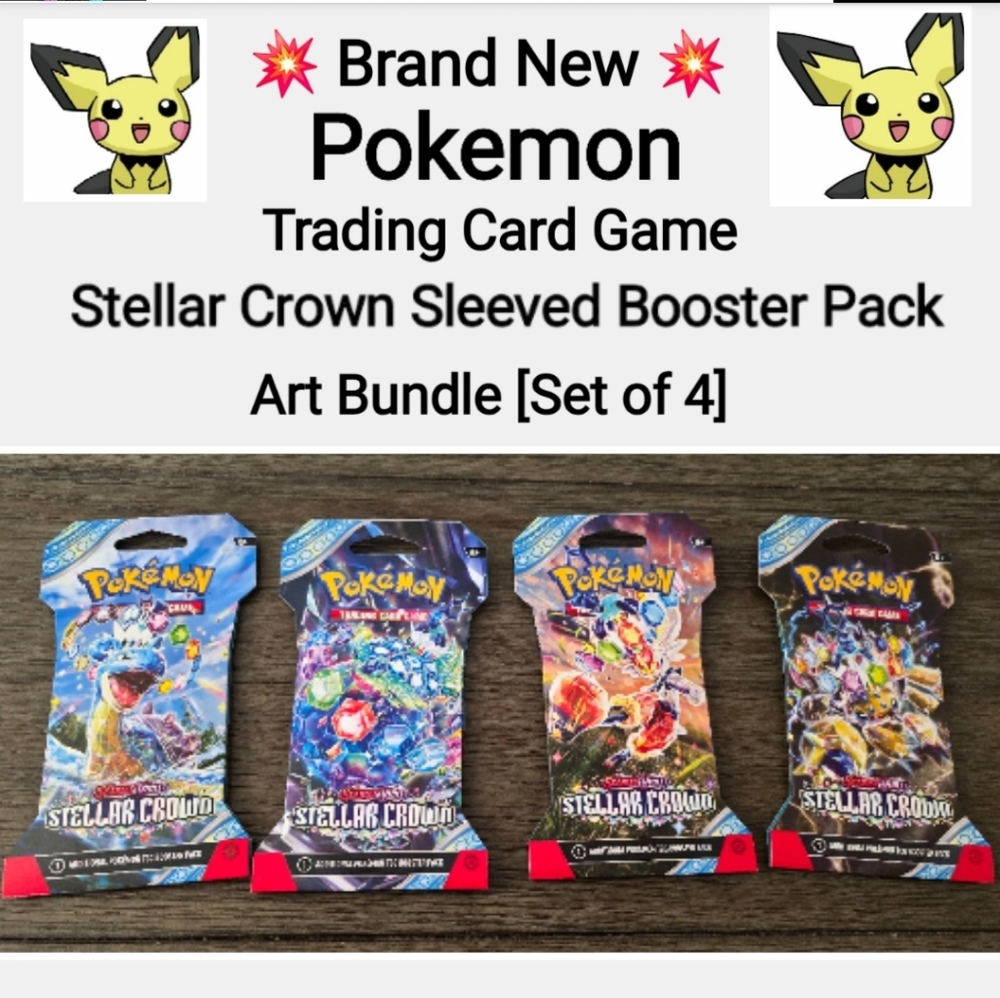 Pokémon Stellar Crown Sleeved Booster Pack Art Bundle [Set of 4]